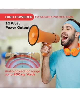 Portable Megaphone with Siren, 20 Watt Power, Aux Input for MP3, Automatic Siren, Lightweight
