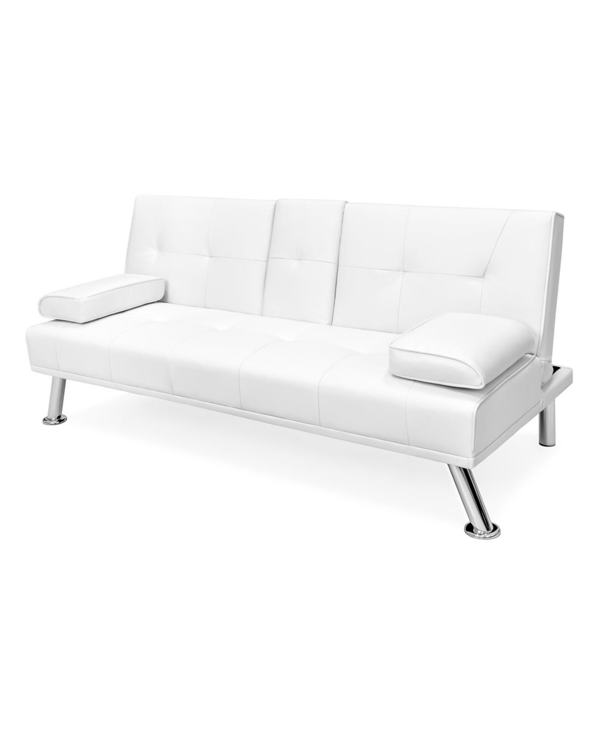 Slickblue Convertible Sofa Futon with 2 Cup Holders for Living Room or Guest Space