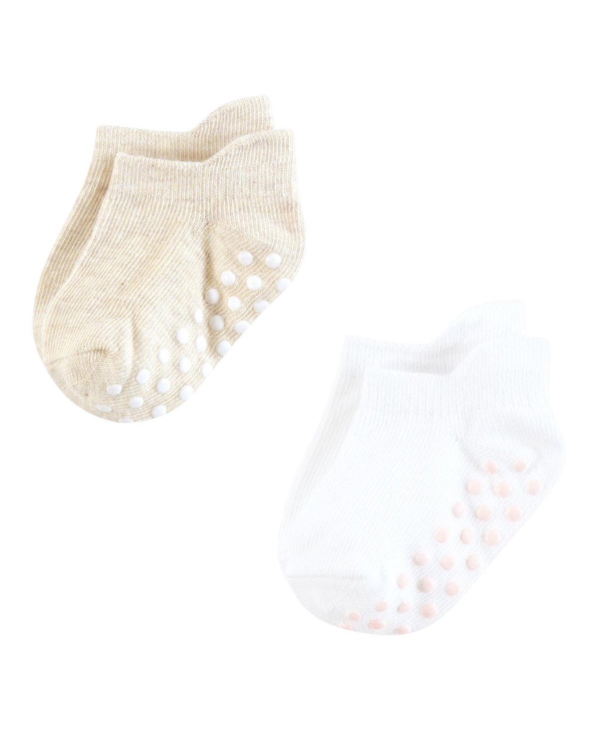 Hudson Baby Baby Girls Hudson Non-Skid No-Show Socks, 12-24 Months - Soft pink dot stripe