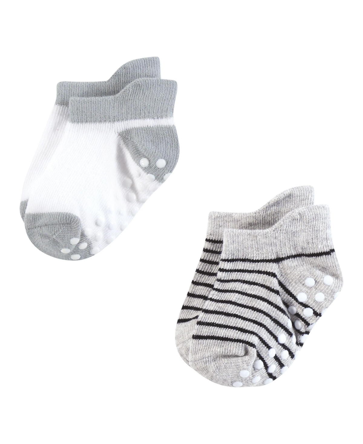 Hudson Baby Baby Boys Hudson Non-Skid No-Show Socks, 12-24 Months - Black gray stripes