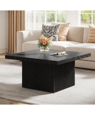 Square Coffee Table, 31.5-Inch Engineered Wood Coffee Table, Vintage Brown Center Table, Large Mid-Century Modern Cocktail Table