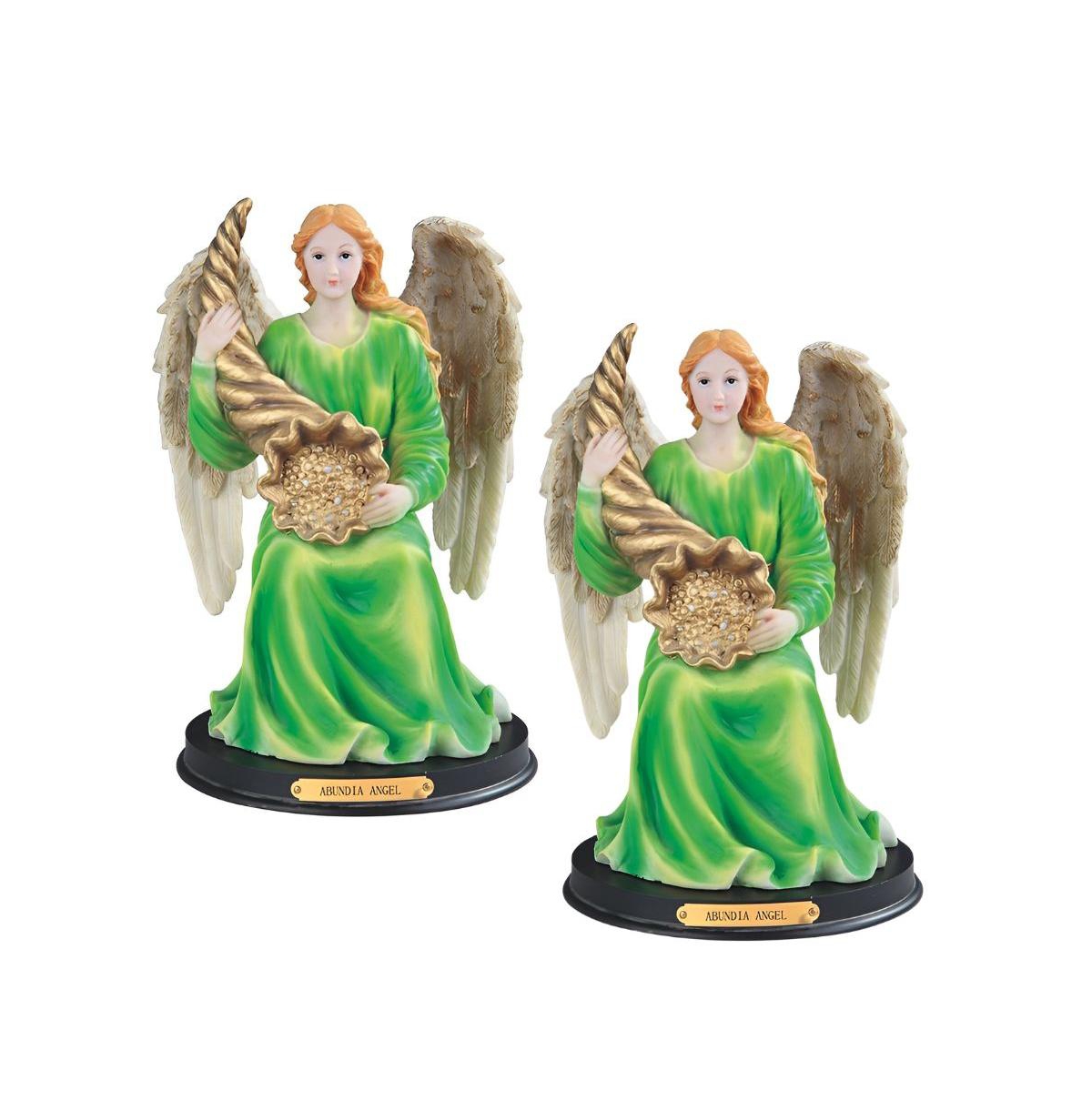 "2-pc Gift Set" 12"H Abundia Angel Statue Angel of Abundance Holy Figurine Statue Ornament Home Room Office Decor and Perfect Gift Ideas for
