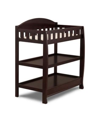 Modern Wooden Baby Changing Table with Safety Rail, Pad, and Strap Secure and Stylish