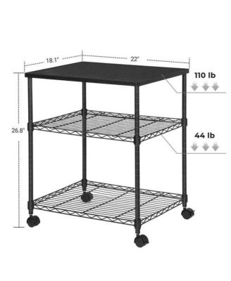 Sturdy Metal Wood Printer Stand Cart with 2-Shelves and Locking Casters