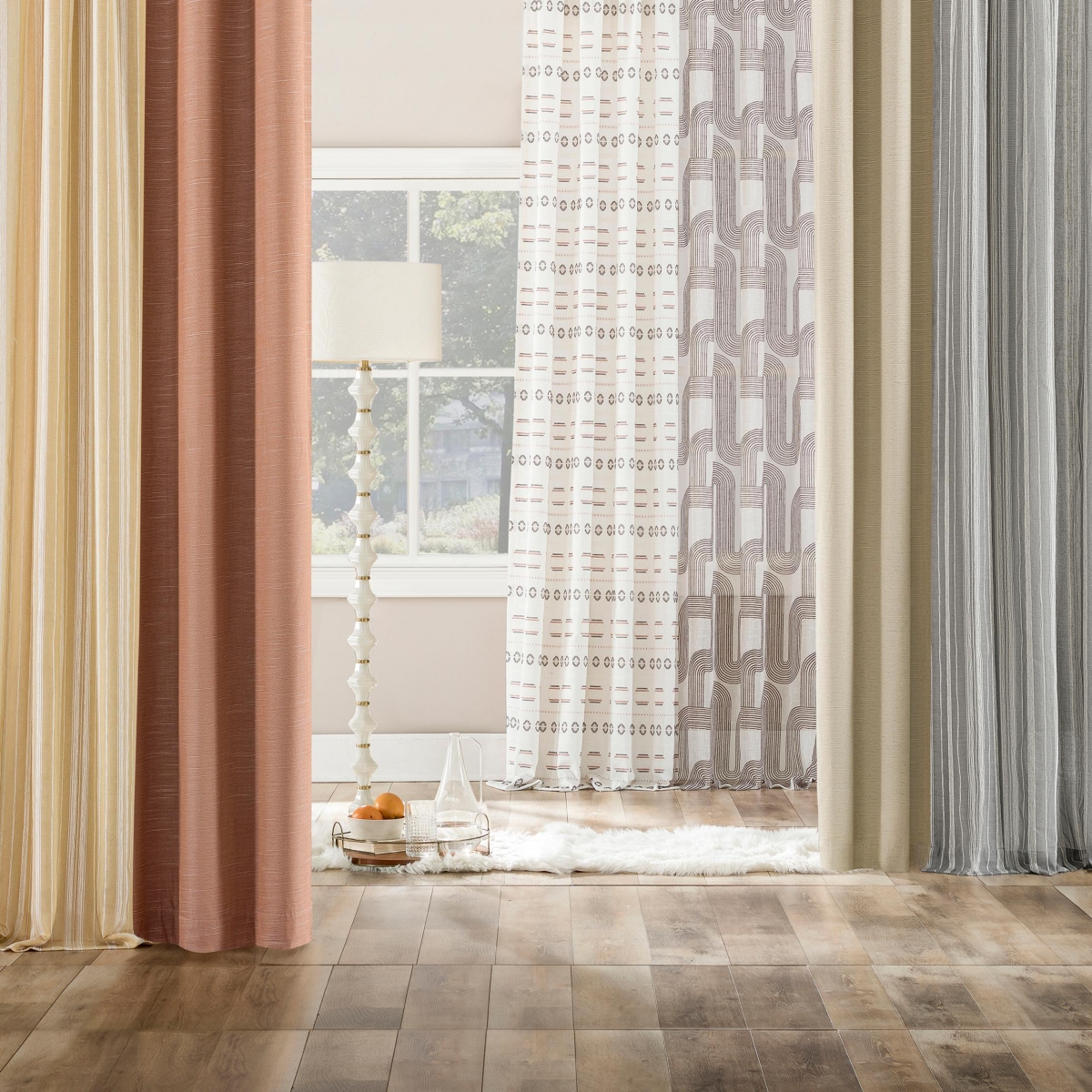Archaeo Embroidered Stripe Linen Blend Curtain