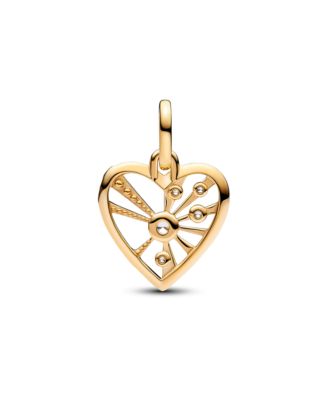 Heart and Rays Clear Medallion Charm