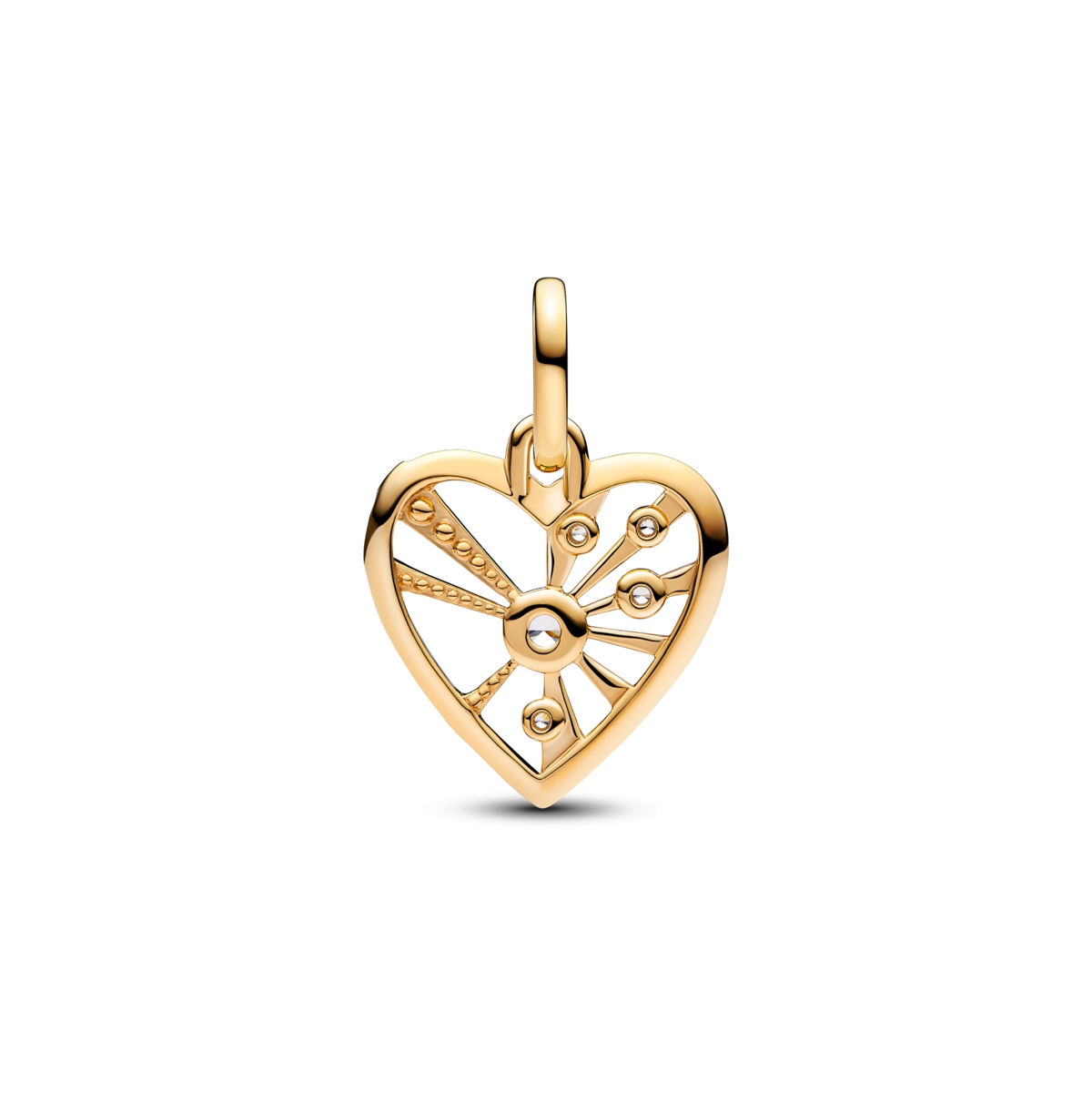 Pandora Heart And Rays Clear Medallion Charm In Gold