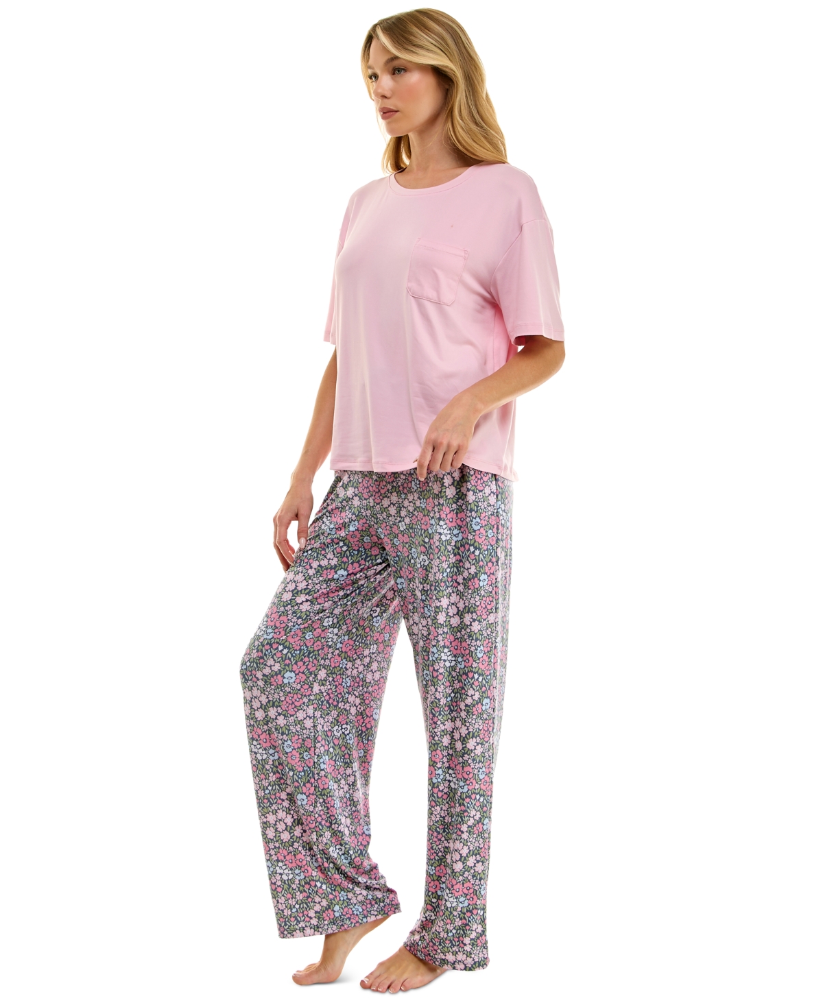 Roudelain Women's Printed Drawstring Pajama Pants In Sprung Ditsy Vintage Indigo