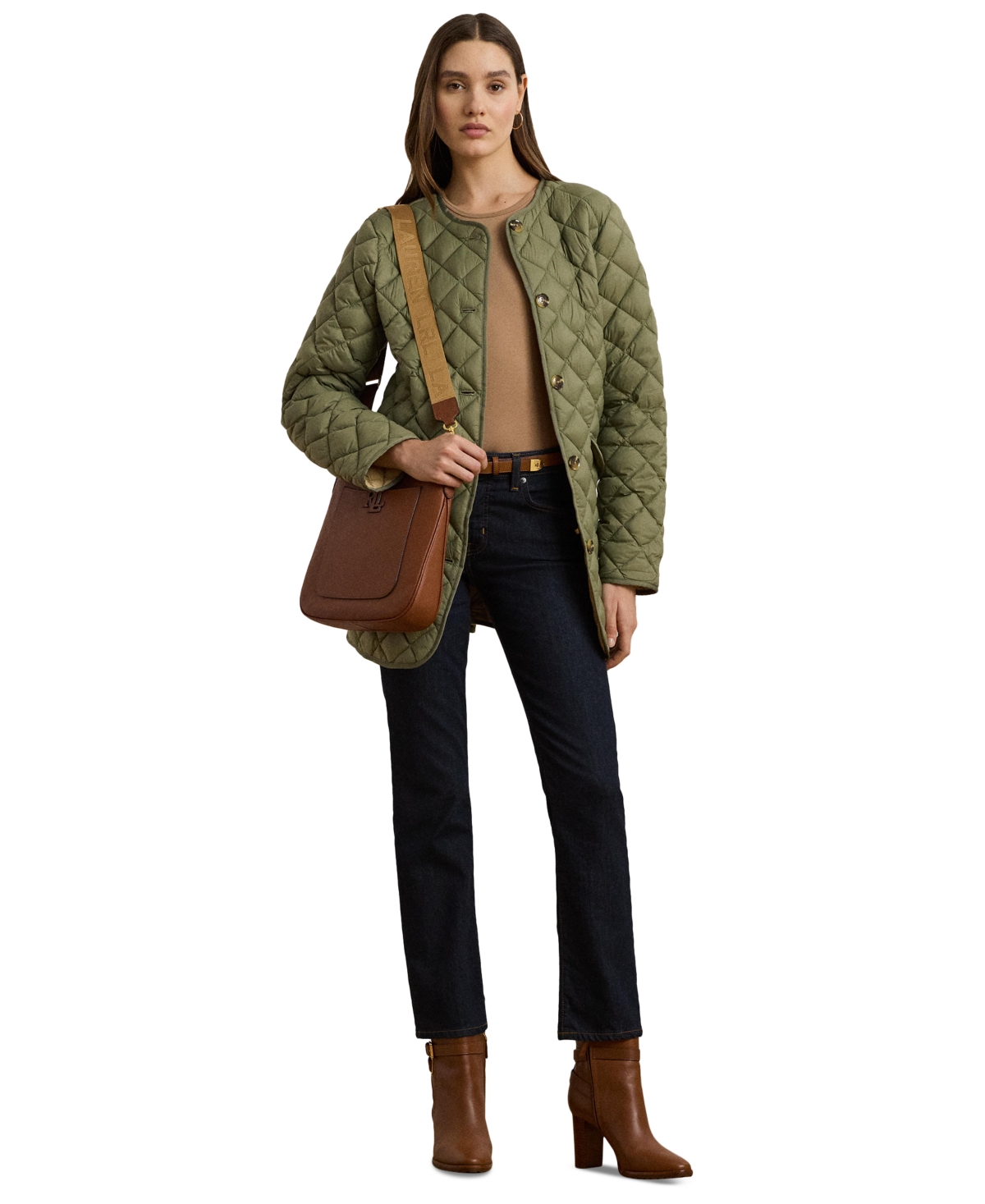 RALPH LAUREN WOMEN'S BUTTON-FRONT COLLARLESS COAT 