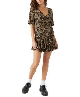 O'Neill - Juniors' Jorgie Faux-Wrap Short-Sleeve Mini Dress