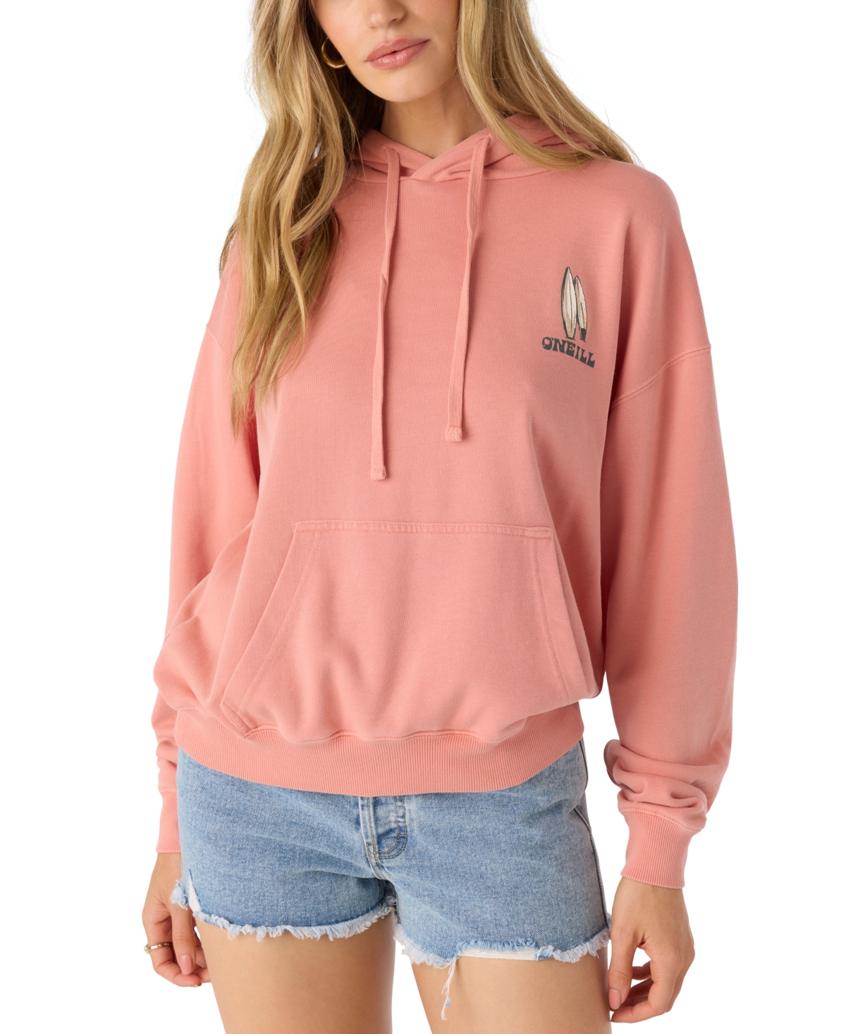 O'neill Juniors' Drift Logo-graphic Fleece Pullover Hoodie In Canyon Clay