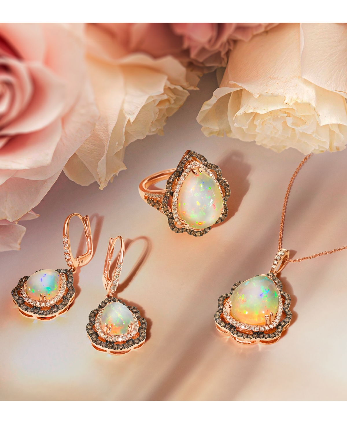 Le Vian Neopolitan Opal (3-1/2 ct. t.w.), Nude Diamond (1/4 ct. t.w.) & Chocolate Diamond (1/3 ct. t.w.) Pendant Necklace in 14k Strawberry Gold