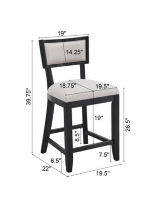 26.5" Counter Height Stools Set of 2, Upholstered with Backrest and Rubber Wood Frame-The Pop Home