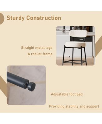 Bar Stools Set of 3, 27 Inches Counter Height Kitchen Bar Stools with Back, Modern Metal Tall Bar Stools for Kitchen Island