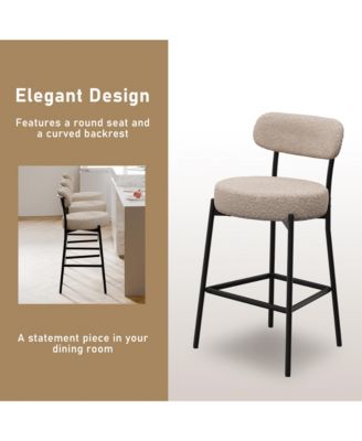 Bar Stools Set of 3, 27 Inches Counter Height Kitchen Bar Stools with Back, Modern Metal Tall Bar Stools for Kitchen Island