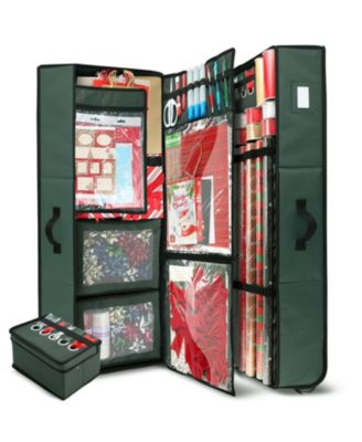 Premium Holiday Gift Wrapping Paper & Accessories Storage Organizer Box - X-Large with Wheels & 2 removable Storage Bins