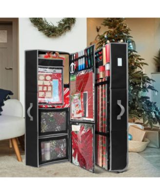 Premium Holiday Gift Wrapping Paper & Accessories Storage Organizer Box - X-Large with Wheels & 2 removable Storage Bins