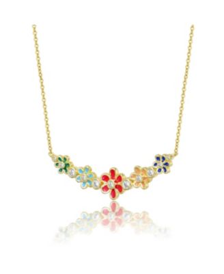 Vibrant Garden 14K Gold Plated Flower Necklace