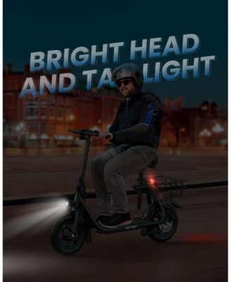 C1/C1 Pro Electric Scooter with Seat, 450W Powerful Motor up to 20/25 Miles Range, Foldable Electric Scooter for Adults Max Speed 15.5/18.6 Mph, Electric Scooter for Commuting with Basket