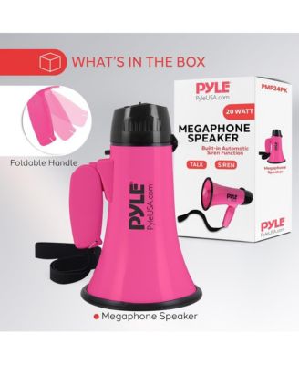 20-Watt Mini Megaphone Speaker with Siren, Adjustable Volume, Portable, Lightweight, Battery Operated Pink Bullhorn