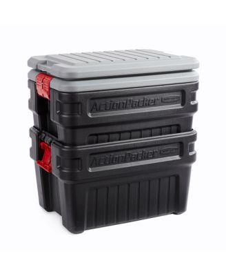 24 Gal Action Packer Lockable Latch Storage Container, Black (2 Pack)