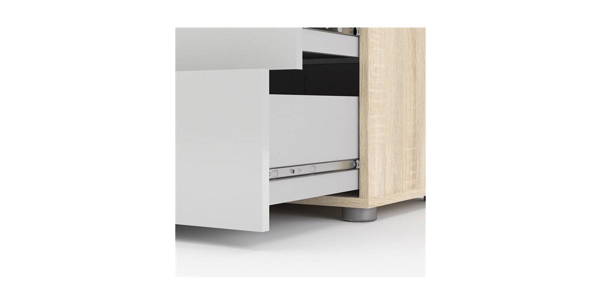 Slickblue Modern Bedroom 8-Drawer Double Dresser with Oak Finish Sides and Top