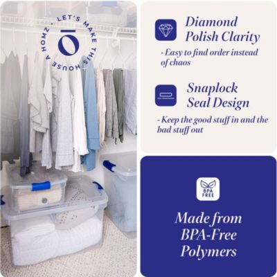 15.5 Qt 4 Pack Plastic Stackable Storage Container with Secure Lid