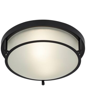 Encina 13" Modern Industrial Flush-Mount Ceiling Light Fixture Kitchen Foyer Hallway Round Black White Glass