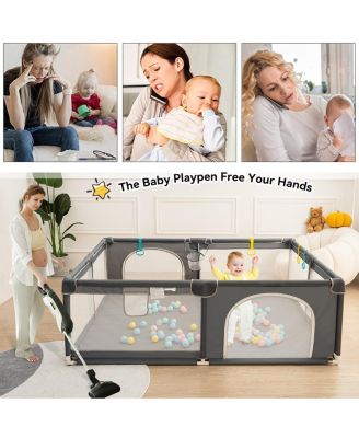 Baby Playpen, 71x59'' Extra Large Baby Playard, Kids Activity Center with Anti-Slip Base, Safety Play Yard for Infants Toddlers