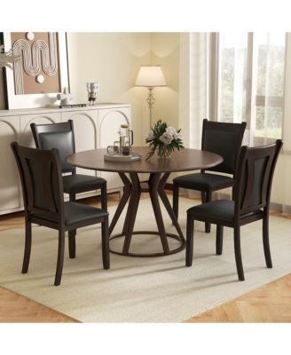 Set of 2 Faux Leather Padded Seat Rubber Wood Legs Upholstered Dining Chairs