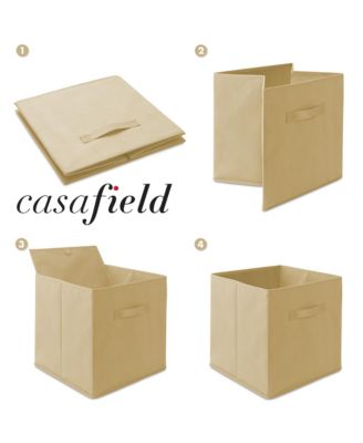 Set of 6 Collapsible Fabric Storage Cube Bins, Pink - 13" Foldable Cloth Baskets for Shelves and Cubby Organizers