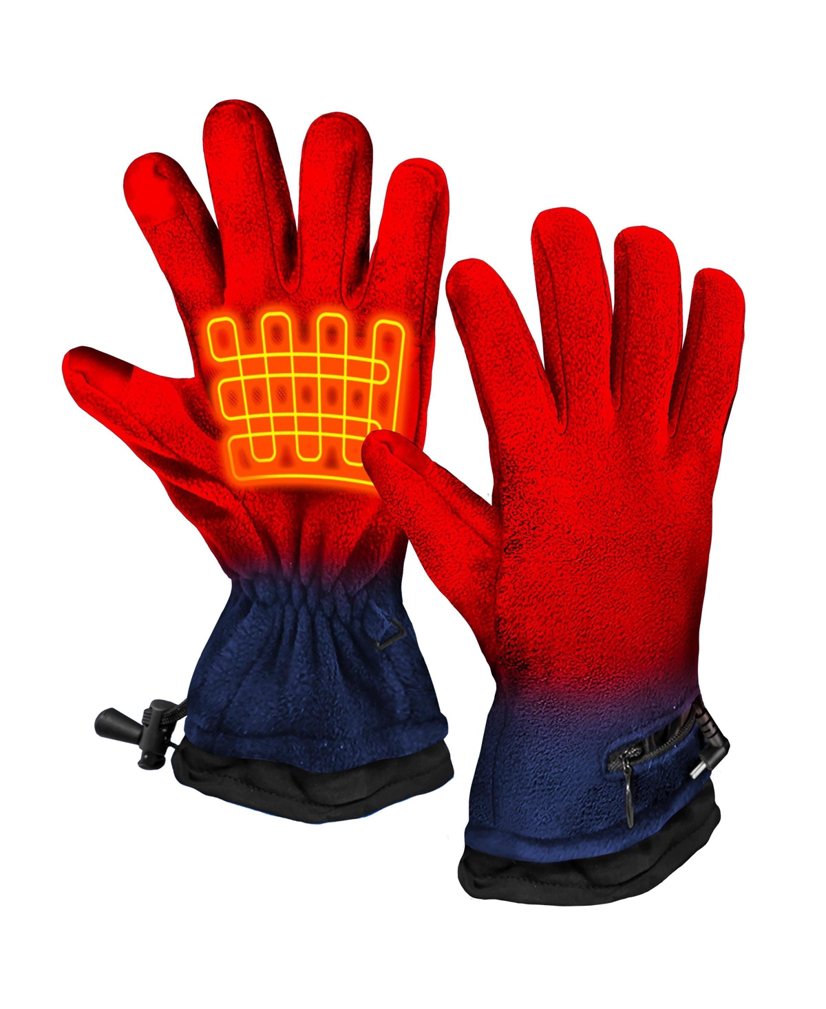 Men's Aa Battery Heated Fleece Gloves - Unisex - Navy - One Size - Navy