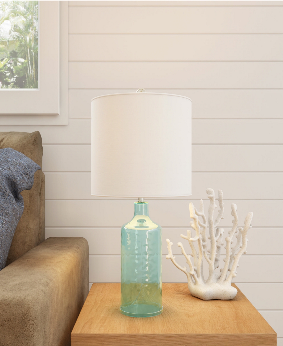 LAVISH HOME 8" CLEAR GLASS OPEN BASE TABLE LAMP 