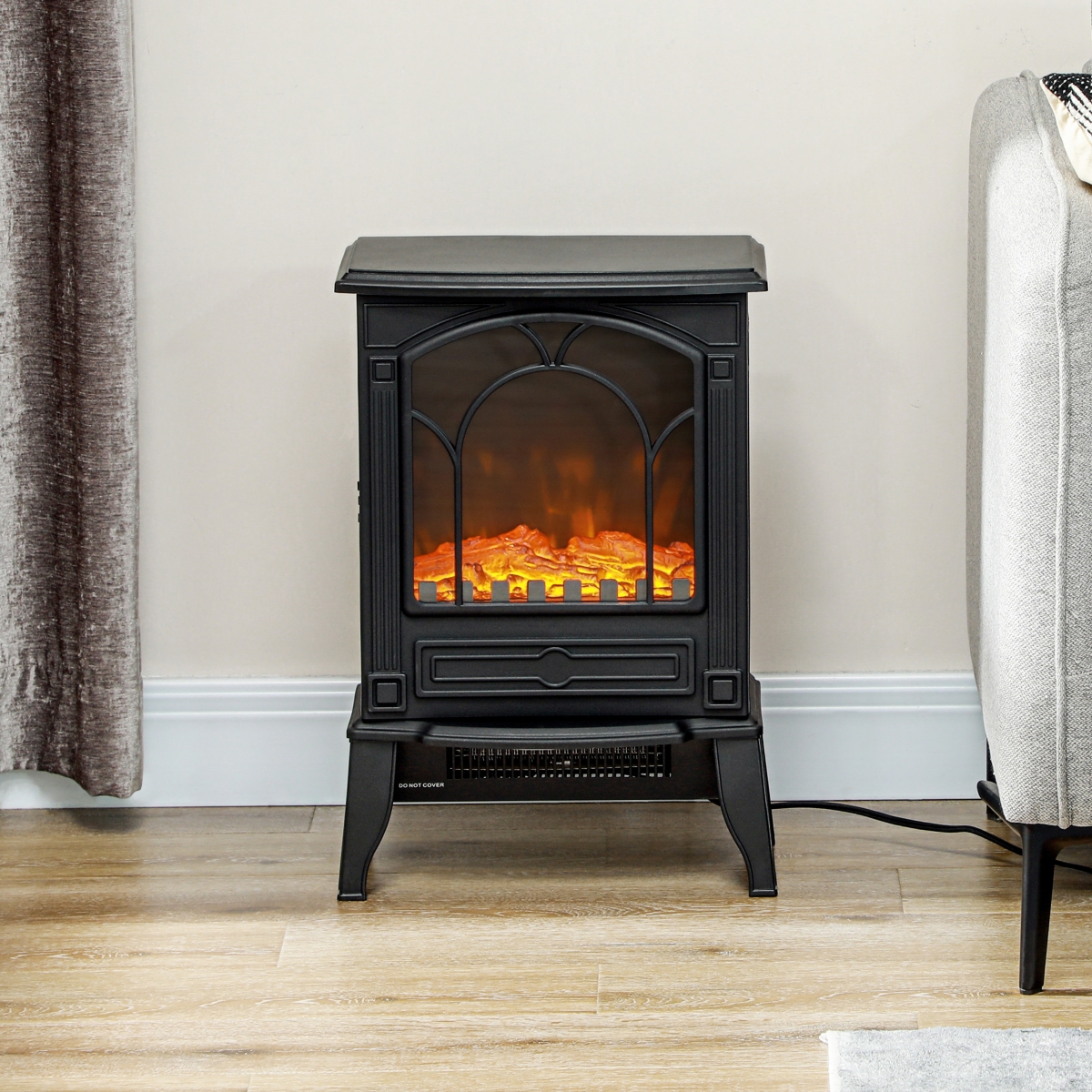 Homcom Electric Fireplace Stove with Overheat Protection 750W/1500W,