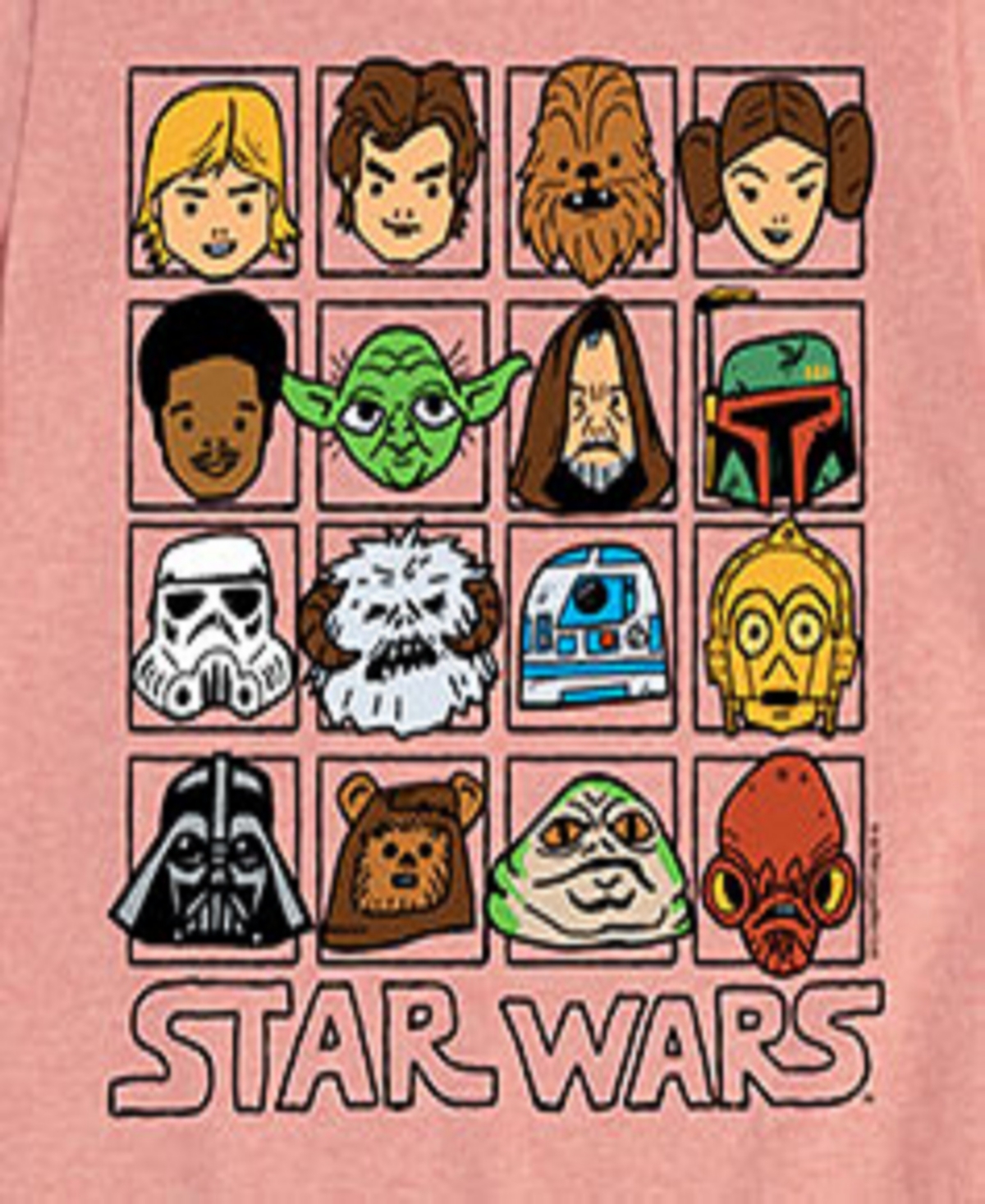 Star Wars Big Girls Characters Grid Short Sleeve Tee In Pink