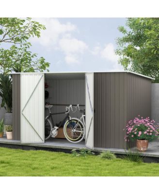 11.2' x 5.6' Metal Outdoor Storage Shed w/ Lock, Colde