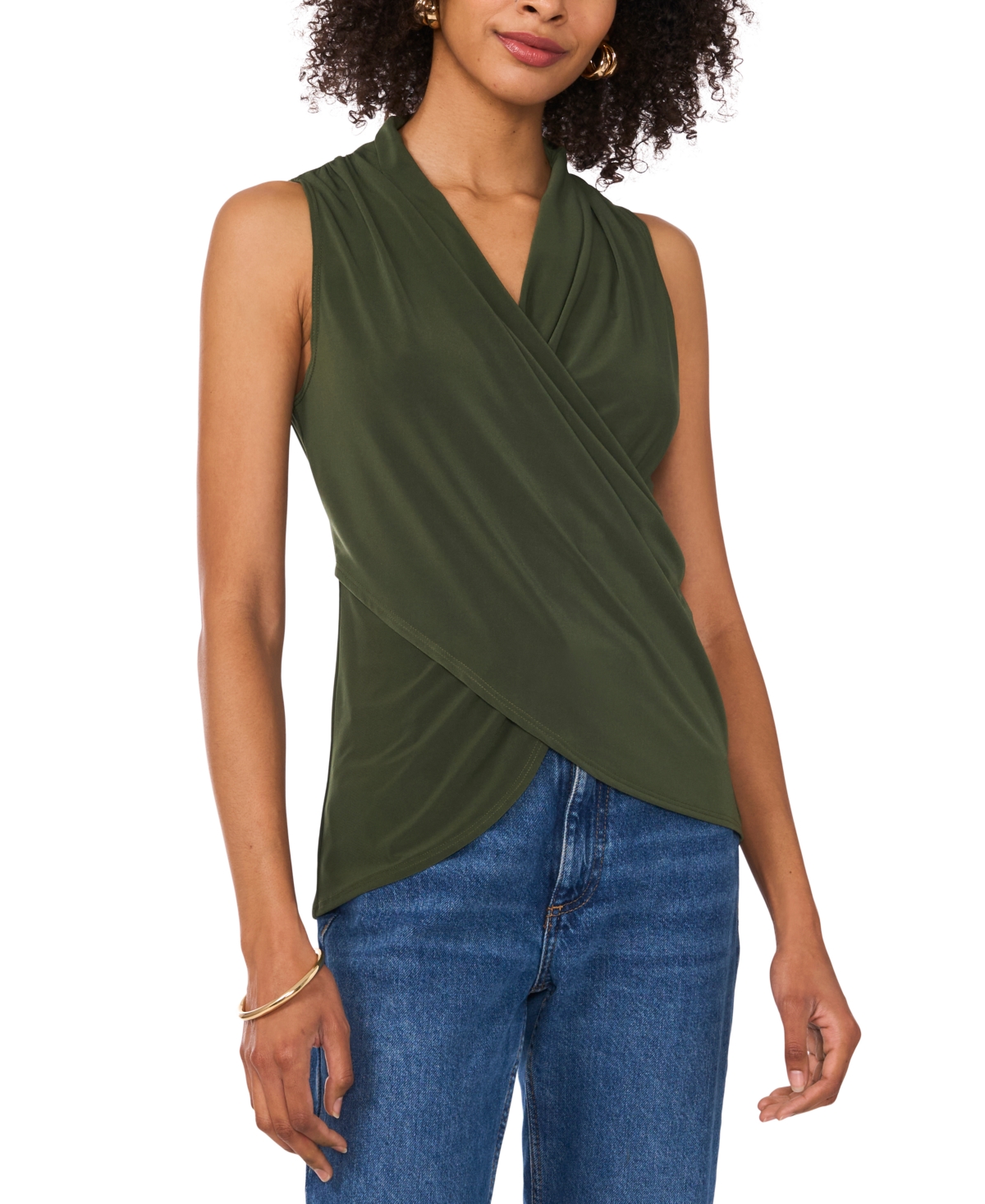 VINCE CAMUTO WOMEN'S CROSSOVER WRAP-FRONT SLEEVELESS TOP 