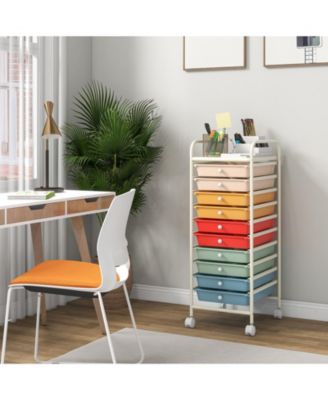 10 Drawer Rolling Storage Cart Organizer with 4 Universal Casters
