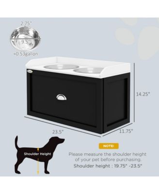 Dog Feeding Station w/ Storage Drawer, 2 Elevated Dog Bowls,