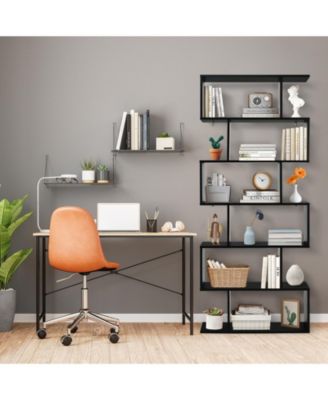 6 Tier S-Shaped Bookshelf Storage Display Bookcase Decor Z-Shelf