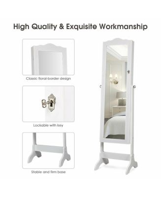 14 LED Jewelry Armoire Cabinet with Full Length Mirror and 4 Tilting Angles