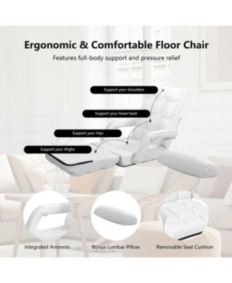 GOUUN Folding Lazy Floor Chair Sofa with Armrests and Pillow