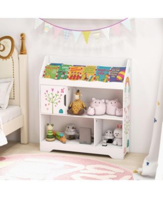 Kids Toy Storage Organizer with Book Shelf and Storage Cabinet