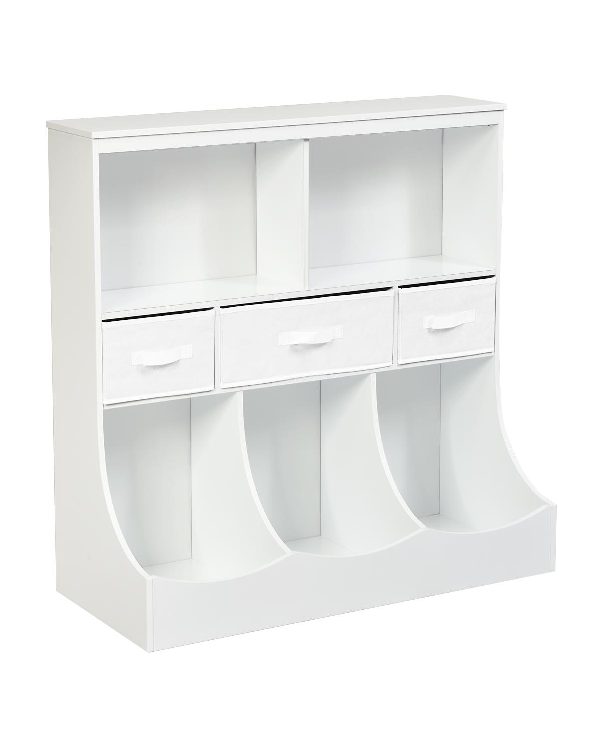 Gouun Freestanding Combo Cubby Bin Storage Organizer Unit with 3 Baskets