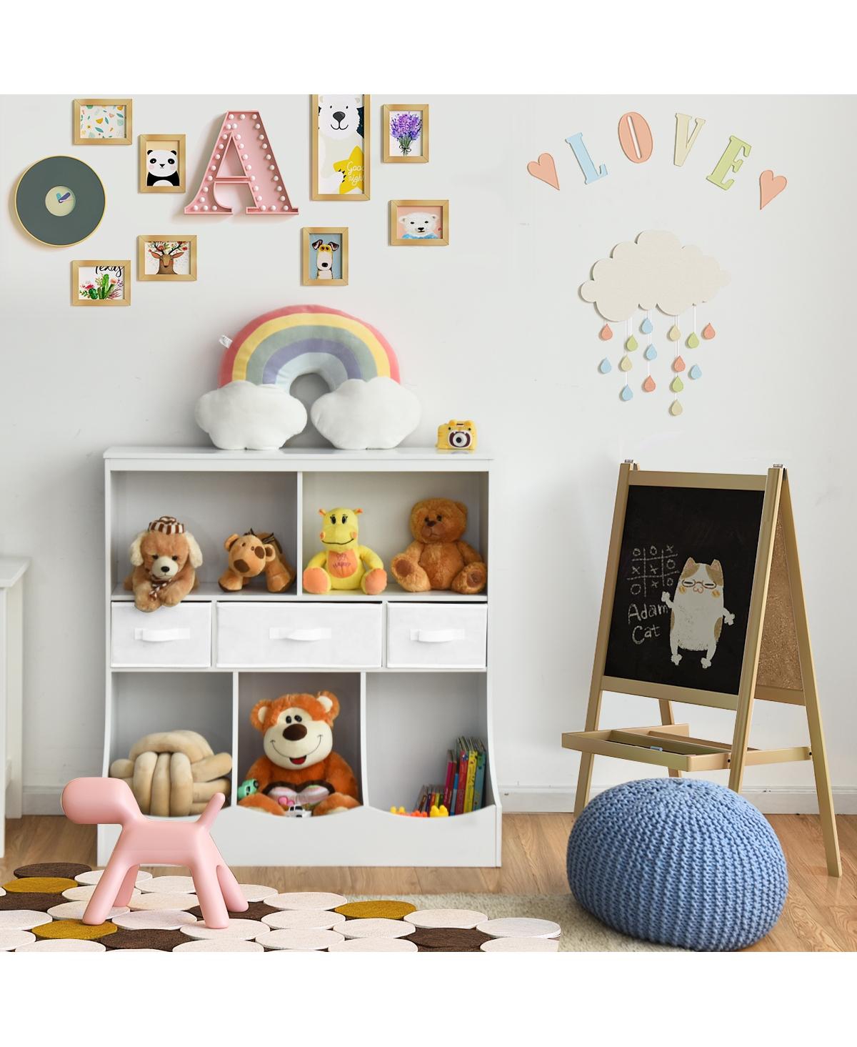 Gouun Freestanding Combo Cubby Bin Storage Organizer Unit with 3 Baskets