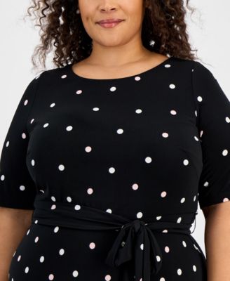 Plus Size Printed Tie-Waist Midi Dress