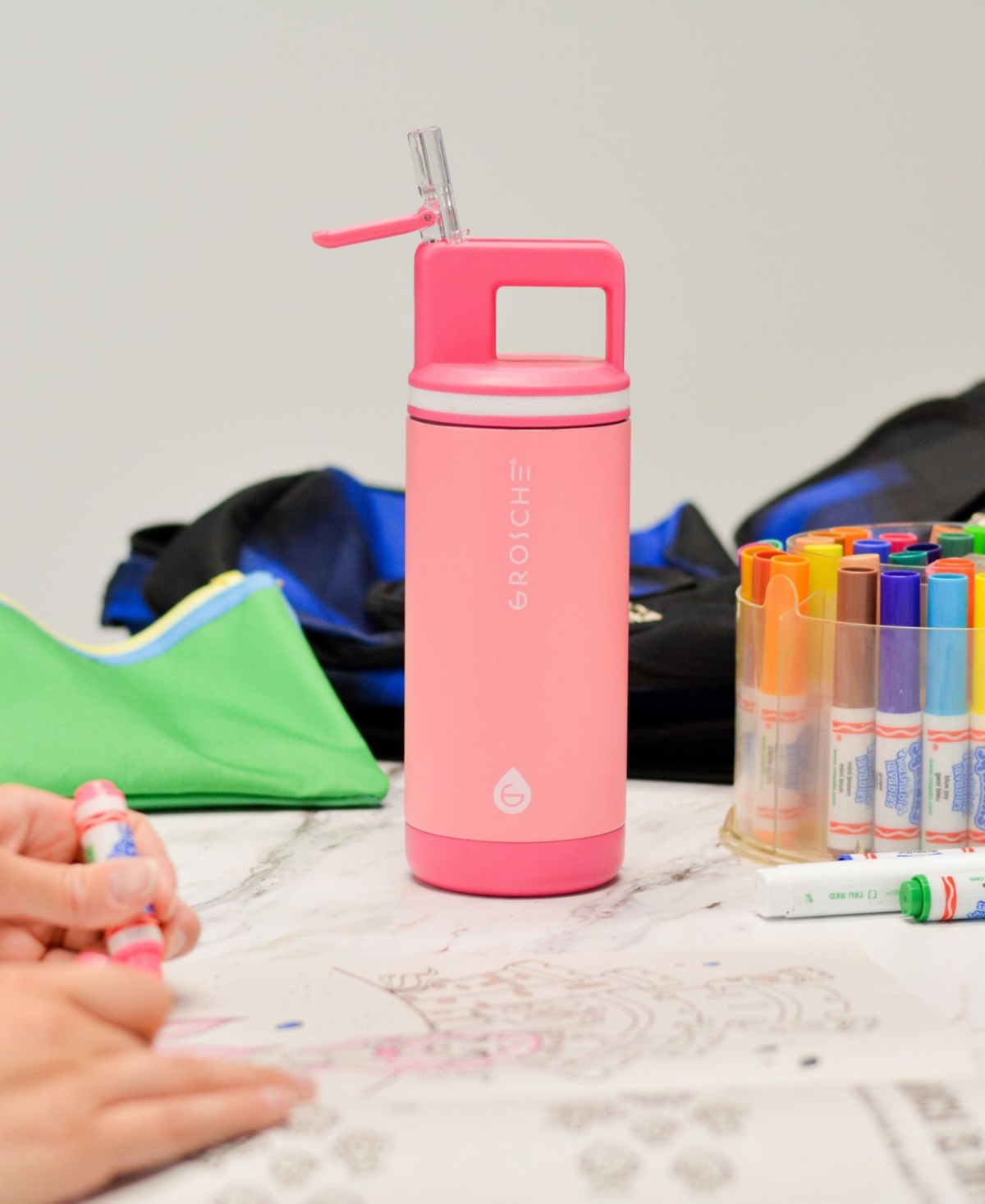 Grosche Alpine Flip 'n Sip 2-pc. Kids Insulated Water Bottle With Straw In Pink,purple