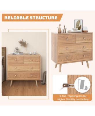 4-Drawer Dresser Cabinet Storage Organizer Rubber Leg with Rail