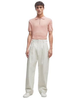 Men's Linen-Blend Zip-Neck Knit Polo