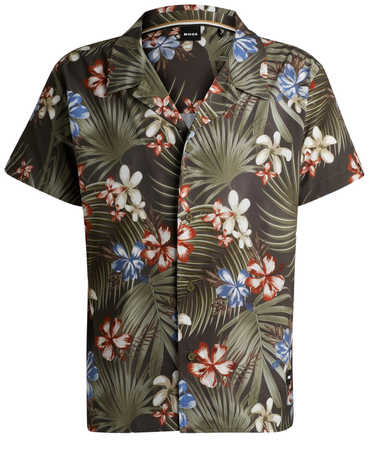 Hugo Boss Boss By  Men's Regular-fit Printed Beach Shirt In Dark Beige